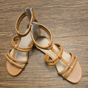 J. CREW Leather Strappy Gladiator Open Toe Sandals - Tan/Camel - Size 6.5M NWOT